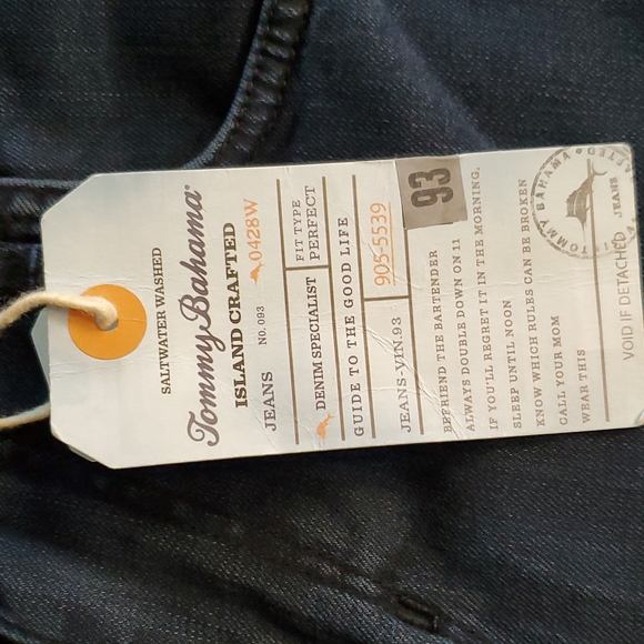 NEW!  Tommy Bahama Saltwater Washed Men's Jeans 34x32 - Picture 2 of 5